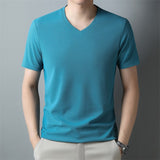 Men's Thin Casual Solid Color And V-neck Short-sleeved T-shirt