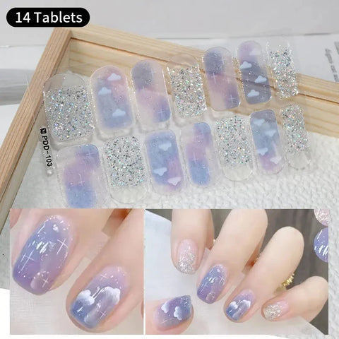 DIY Baking-free Nail Stickers Long-Lasting Solid Color Fresh Flowers