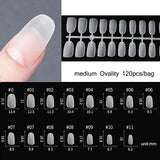 120pcs/bag Matte Press On Nail Tips Soft Full Cover False Nails Oval