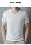 Men's Thin Casual Solid Color And V-neck Short-sleeved T-shirt