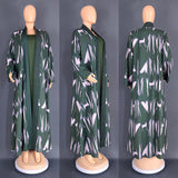 Digital Printing Cardigan Long Robe European And American Clothing Two-piece Suit 8839