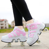 Boys And Girls Double Wheel Row Sneakers Can Be Put Away